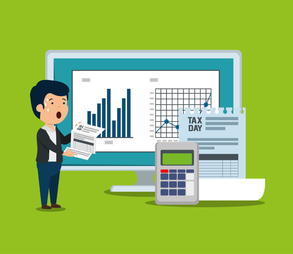 statistics bar with invoice document and dataphone